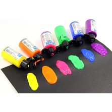 Leaf Shop Monalisa Floresan Kumaş Boya Seti 6 x 40 ml (240 Ml) | 6 Siyah Açık Kumaş Rengi | Yıkanabilir Tekstil Boyası | Neon Renkler Kumaş Boyası | Tişört ve Tuval Boyama Diğer Tekstil Ürünleri Için Ideal