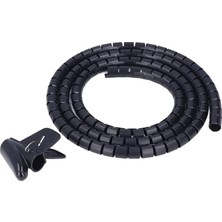 Leaf Shop Ev Ofis Tv DVD Pc Kablosu, Plastik Tel Sargı Tüp Kablos Yönetim Sistesi Kiti, Evcil Hayvanlar Isırmayı Önlemek Için Esnek Elektrik Telli Kovan, Siyah Dia 20MM Için Spiral Kablo Sarma (2m /