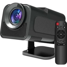 Android Projeksiyon Siyah Taşınabilir Sinema Projektörü 4K 1080P Ev Sineması Bluetooth