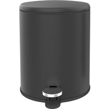 Leaf Shop Stainless Steel Wastebin With Lid Soft Close And Inner Basket For Easy Garbage Removal Be Used In Home, Kitchen,office And Bathroom, 6 Liter,(Black Matte) M-E41-06-06M