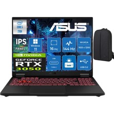 Asus Tuf Gaming F16 FX607VJ Intel Core 5 210H 32 GB 512 GB SSD RTX3050 144HZ IPS 16" Wuxga Windows 11 Pro Gaming Laptop RL033 & Cimete Çanta
