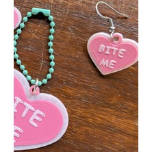 Noctabir Isır Beni Konuşma Kalp Küpe Kolye Anahtarlık ve Süs Seti