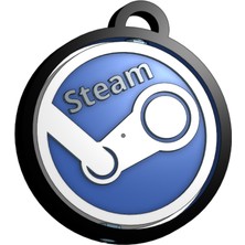 Noctabir Steam™ Logosundan Ilham Alan Anahtarlık - Yuvarlak Döner - Yerinde Baskı