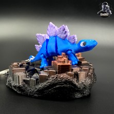 Noctabir Stegosaurus Anahtarlık - Eklemli - Yerinde Baskı - Çok Renkli