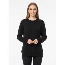 Modaplaza Kadın Saç Örgü Desenli Triko Kazak 5354