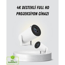Full Hd 4K Destekli Akıllı Projeksiyon – 130 Inç Ekran, Uzun Ömürlü Ampul ve Çoklu Giriş