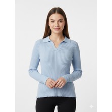 Modaplaza Kadın Fitilli Polo Yaka Kazak 5059