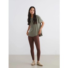 LC Waikiki Koor Sport Kahverengi Beli Lastikli Kadın Spor Tayt