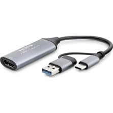 Pilelistore Hdmı Vıdeo Capture Type-C + Usb3.0 4K 30Hz Gri HDX7844