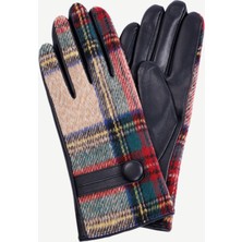 Yargıcı Ekose Kumaşlı Deri Eldiven