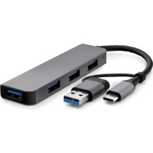 Pilelistore Type-C + Usb3.0 Hub 4*usb3.0 Gri HDX7825