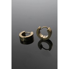 Shopwe 316L Çelik Gold Renk Halka Model Çift Küpe