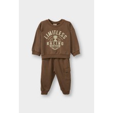 DeFacto 2'li Takım Baskılı Sweatshirt Eşofman Altı Erkek Bebek G5132A525WN