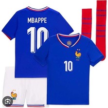 BySportakus Fransa 2024/25 Yeni Sezon Kylian Mbappe Çocuk Forması Şort Çorap 3'lü Set
