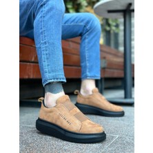 BA0307 Boa Kalın Süet Yüksek Taban Çift Bant Taba Siyah Erkek Ayakkabı