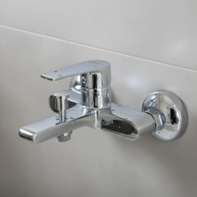 Decordem Banora Rauline, Krom Banyo Bataryası, Paslanmaz Pirinç Gövde, Su Tasarruflu Duvar Tipi Musluk