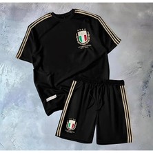 BySportakus Italya Milli Takımı 125.YIL Özel Üretim Siyah Çocuk Forması 3'lü Set