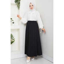 Günay Karaca Gri  Büyük Beden Beli Lastikli Etek Sekiz Parça 42 44 46 48 50 52 54 56 Bedenlere Uyumludur Mevsimlik Kumaş  2605