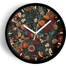 JHAAR Soyut Renkli Çiçek Temalı Modern Duvar Saati - 30cm - Önü Camlı Siyah Kasa