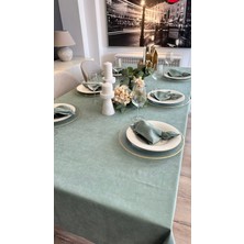 Decamor Home Kadife Dokulu Dertsiz Leke Tutmaz Çağla Yeşili Masa Örtüsü (Peçete Dahil Değil )