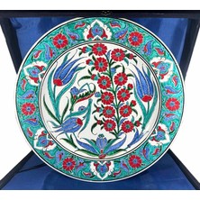 Çini Evi Lale Desenli Iznik Çini Tabak – Söz, Nişan ve Düğün Hediyesi