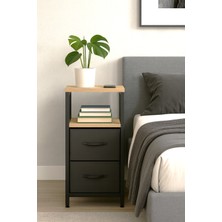 Miyuhome 2 Raflı Komodin Deri Çekmeceli Düzenleyici Yatak Odası Organizer Metal Komodin