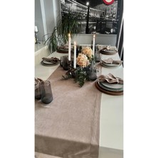 Decamor Home Kadife Dokulu Dertsiz Sütlü Kahve Uzun Runner (Peçete Dahil Değil )