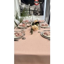 Decamor Home Keten Dokulu Pudra Pembe Masa Örtüsü (Peçete Dahil Değil )