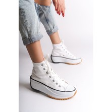 Baybonza Roma Bağcıklı Ortopedik Taban Kadın Sneaker Spor Ayakkabı Tbt - Beyaz