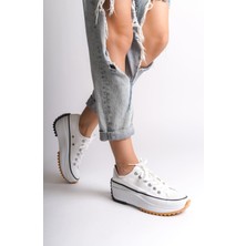 Baybonza Parıs Bağcıklı Ortopedik Taban Kadın Sneaker Spor Ayakkabı  Tbt - Beyaz