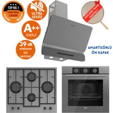 Ferre Fryart&silentart Nore/ Sessiz Yeni Seri Antrasit Gri Ankastre Set (D082-SA + QXE62CPR +LN388)