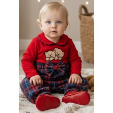 Lacivert Kırmızı Tulum / Ayıcık Desenli