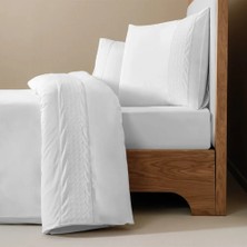 Penelope %100 Pamuk Percale Nevresim Seti 200X220 cm Beyaz - Juana Serisi