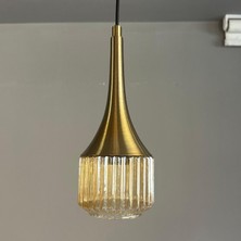 Bamyum Jerno Cam Bal Rengi Tekli Avize Eskitme Külah Başlık Retro Sarkıt Lamba Salon Aydınlatma