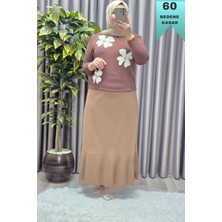 Elmas Tesettür Kadın Giyim Büyük Beden Piliseli Etek