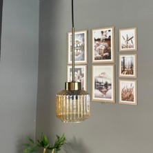 Bamyum Jerno Cam Bal Rengi Tekli Avize Ince Eskitme Başlık Retro Sarkıt Lamba Salon Aydınlatma