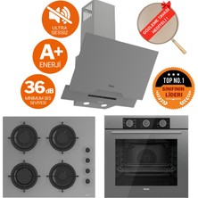 Ferre Fryart & Silentart Volı/ Sessiz Antrasit-Gri Ankastre Set (D065-SA + QXE62CPR + CS208-FA )