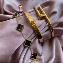 Güneş Takı Gold Siyah 3lü Bileklik,kelepçe Seti Çelik Set