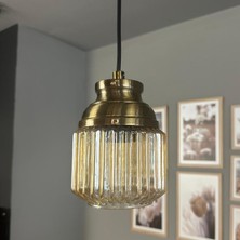 Bamyum Jerno Cam Bal Rengi Tekli Avize Kum Saati Başlık Retro Sarkıt Lamba Salon Aydınlatma