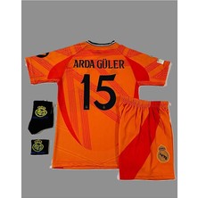 BySportakus Arda Güler 2024-25 Yeni Sezonu R,e,a,l, M,a,d,r,i,d, Deplasman Çocuk Forması 4'lü Set