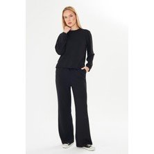 Trendhill Kadın Modal Kumaş Rahat Kalıp Eşofman Takımı Siyah 8509-S