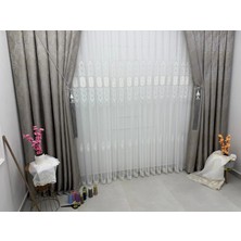 Nivemes Home Nivemeshome 2533-2  Iris  Gümüş 1/3  Pileli Tül Perde Apm