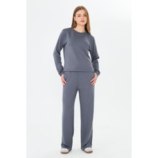 Trendhill Kadın Modal Kumaş Rahat Kalıp Eşofman Takımı Füme 8509-F