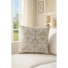 Premier Home Duck Çiçekli Kırlent Kılıfı Bej Beyaz V1 45X50