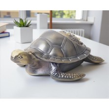 Elifeshop Lüks Işlemeli Metal Kaplumbağa Biblo Tütsülük Rüzgar Geçirmez Küllük Çok Fonksiyonlu Dekoratif Obje