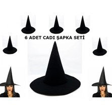 Pilelistore Siyah Cadı Şapkası Keçe Yetişkin Boy 6 Adet