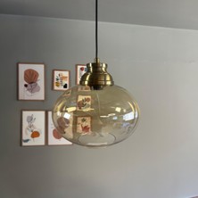 Bamyum Solvia Cam Bal Rengi Tekli Avize Kum Saati Başlık Retro Sarkıt Lamba Salon Aydınlatma