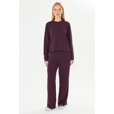 Trendhill Kadın Modal Kumaş Rahat Kalıp Eşofman Takımı Bordo 8509-BO