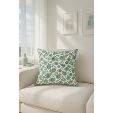 Premier Home Duck Güllü Kırlent Kılıfı Turkuaz Bej V1 40X40