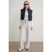 Mixray 4785 Kadın Premium Modal Palazzo Dökümlü Bol Paça Pantolon Gri